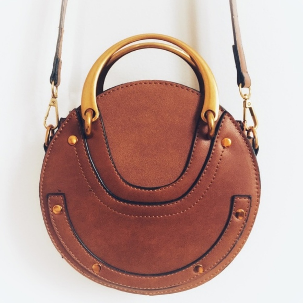 Boho Brown Horseshoe Circle Crossbody Bag NEW!! - Picture 2 of 7